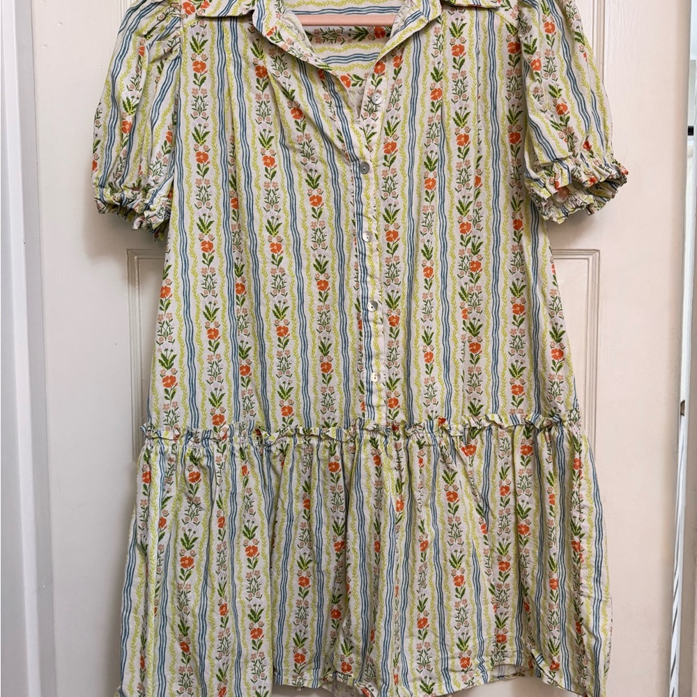 Floral Striped Button-Up Dress